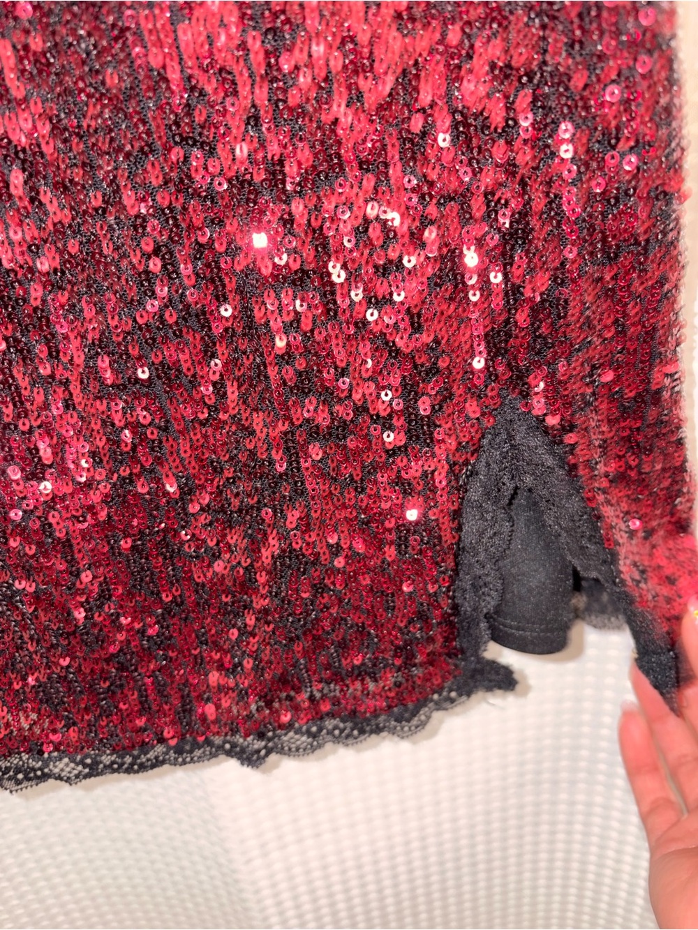 Wild Fable red and black sequin lace trip slip dress XXL - Picture 5 of 8